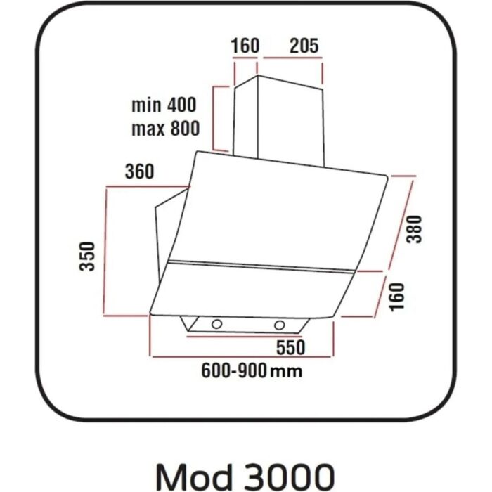 Alveus Mod 3000 Gri Dokunmatık/ Dıgıtal Davlumbaz - Görsel 4