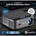 Funflix P1 Android 4K Destekli LED Full Hd Projeksiyon Cihazı, Bluetooth, 150W Lamba, 300 Inç Görüntü - Görsel 2