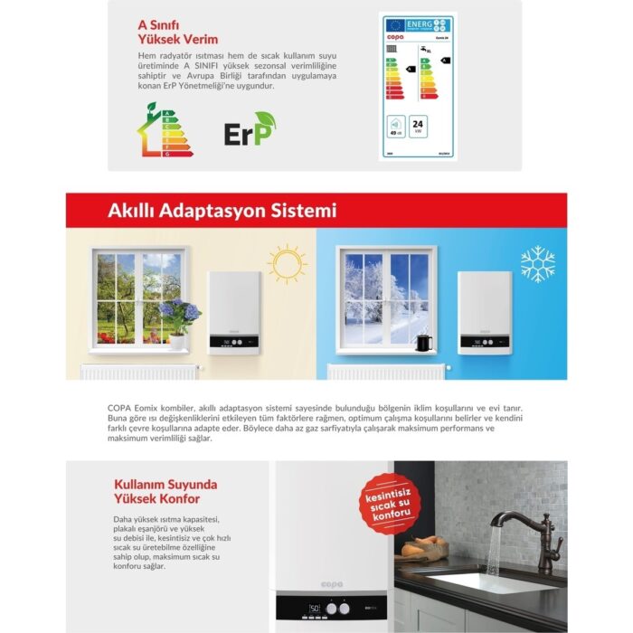 Copa Eomix 24 kW Tam Yoğuşmalı Kombi Hermetik Baca ile Yüksek Verimlilik Sağlar - Görsel 5