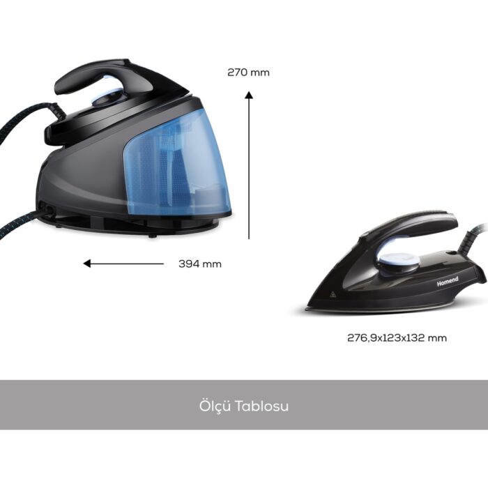 Homend Steamwork Buhar Kazanlı Ütü Siyah Mavi 2400 W - Görsel 4