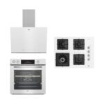 Beko BFC631B-BOCDK6510EWB-BDE6062B Beyaz Cam Buhar Destekli Fitfry Wok Gözlü Ankastre Set