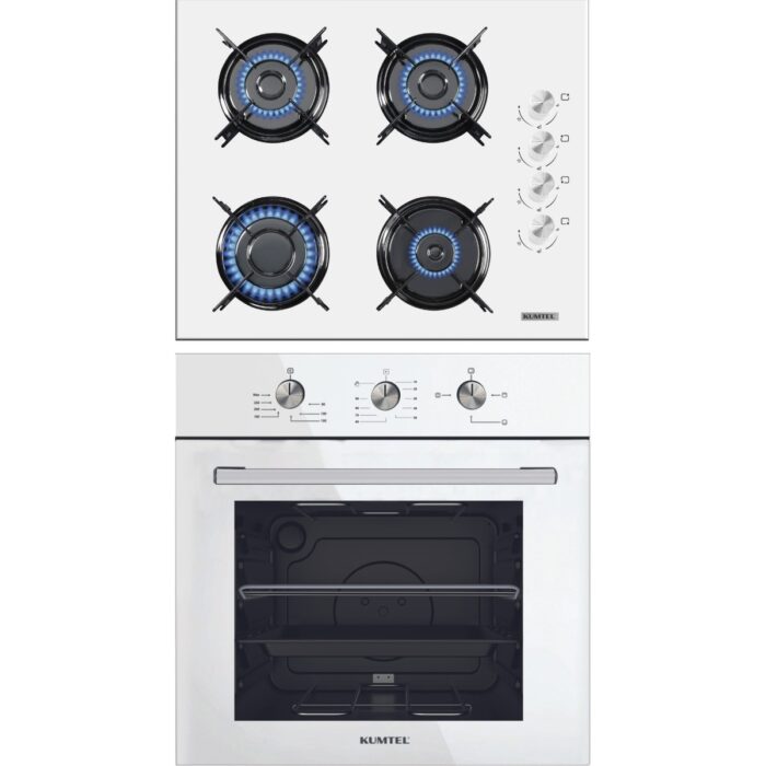 110000897687164.jpg Kumtel 2'li Beyaz Ankastre Set (Ocak-Fırın) - Görsel 1