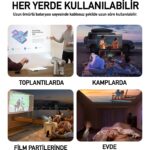 Robeve Kalobee Şarjlı Akıllı Mini Projektör Şarjlı Projeksiyon Cihazı - Android Kurulu, 4K/1080P Çözünürlük, Wifi 6, Bluetooth 5.0, Taşınabilir Kablosuz Ev Sineması Projektörü Akıllı Projeksiyon - Görsel 2