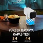 Robeve Full Hd 1080P Şarjlı Projeksiyon Cihazı - Dev Ekran, Wifi Bağlantılı, Hazır Android Kurulu, Hdmı/usb Girişli, Ev Sinema Sistemi Taşınabilir Projektör Sinema Sistemi Şarjlı Projeksiyon Cihazı - Görsel 3