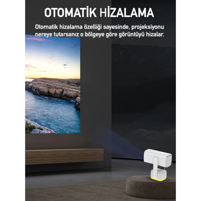 Robeve Full Hd 1080P Şarjlı Projeksiyon Cihazı - Dev Ekran, Wifi Bağlantılı, Hazır Android Kurulu, Hdmı/usb Girişli, Ev Sinema Sistemi Taşınabilir Projektör Sinema Sistemi Şarjlı Projeksiyon Cihazı - Görsel 4