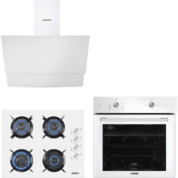 Kumtel Home Plus Beyaz Cam Ankastre Set - Görsel 1