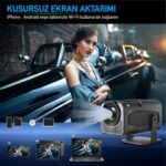 Robeve Mini Projektör | Android Tv Android Kurulu Full Hd Projeksiyon Projektör Wi-Fi ve Bluetooth Destekli | Sinema Keyfi | Taşınabilir ve Şık Tasarım 4K Projektör 4K Projeksiyon Cihazı - Görsel 2