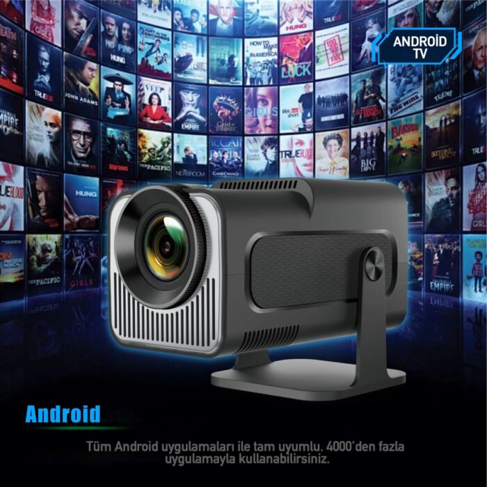 Robeve Mini Projektör | Android Tv Android Kurulu Full Hd Projeksiyon Projektör Wi-Fi ve Bluetooth Destekli | Sinema Keyfi | Taşınabilir ve Şık Tasarım 4K Projektör 4K Projeksiyon Cihazı - Görsel 3