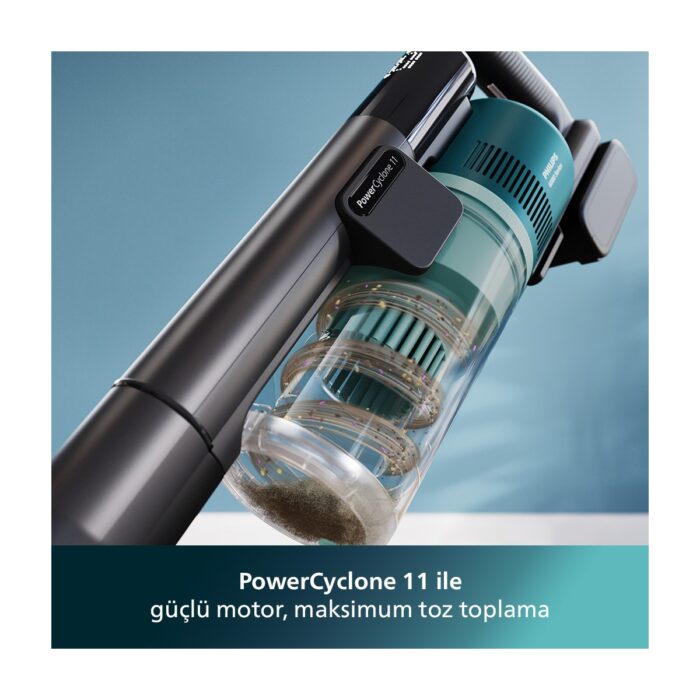 Philips 6000 Serisi Kablosuz Dikey Süpürge, PowerCyclone 11, Aqua Modül ile Kolay Mop, TriActive LED Başlık, 64 Dakika Kullanım Süresi, XC6553/01  - Görsel 5