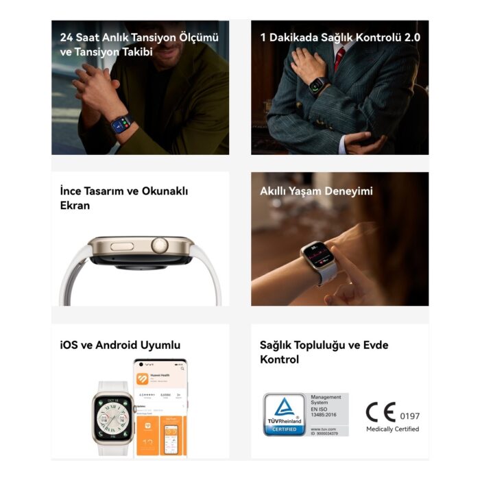 Huawei Huaweı Watch D2 – Altın Beyazı Kompozit Deri - Görsel 3