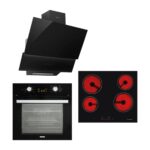 Luxell Opall 15 Program Ankastre Vitroseramik Siyah Set (B66-SGF3 Opall Fırın + V6-04T Vitroseramik Ocak + 835 Opall Davlumbaz )
