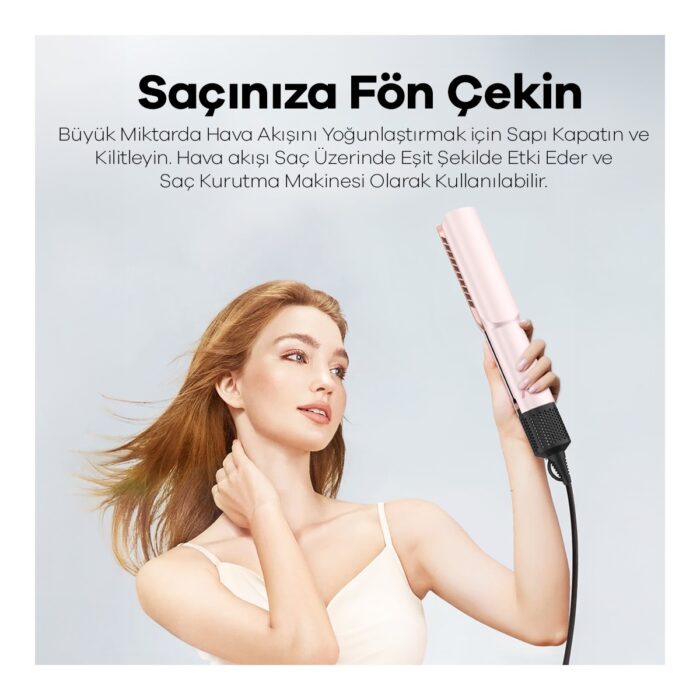 Veryfit Airstrait Yüksek Hızlı Hava Üflemeli Saç Düzleştirici Islak / Kuru - Pembe - Görsel 4