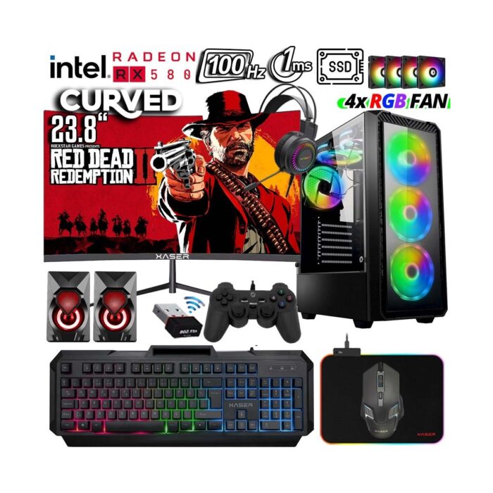 Xaser XSR364 I7 4790 3.60 GHz 16GB Ram 512GB SSD 8gb RX580 24" 100Hz Curved Oyuncu Masaüstü Bilgisayarı - Görsel 1