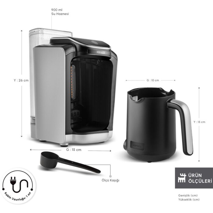 Karaca Hatır Otomatik Su Alma Hazneli Türk Kahve Makinesi Cool Gray - Görsel 2
