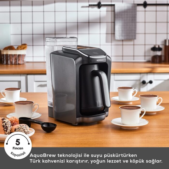 Karaca Hatır Otomatik Su Alma Hazneli Türk Kahve Makinesi Galaxy Gray - Görsel 3