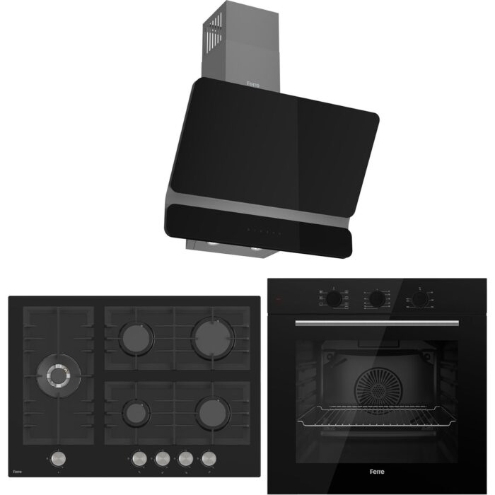 110000926483246.jpg Ferre Flowart Bl Modüler Seriisi 3'lü Siyah Ankastre Set ( QBL62CS-BL135-D080 ) - Görsel 1