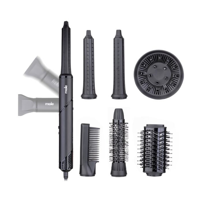 Mole M1 7’si 1 Arada Saç Şekillendirme Seti – İyonik Teknoloji, Seramik Kaplama, 150°C Ayarlı Isı ile Dalga ve Bukle Yapma - Görsel 2