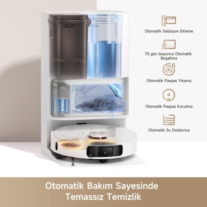 Dreame L10s Ultra Gen 2 Robot Süpürge Beyaz, 10.000Pa Emiş Gücü - Görsel 5