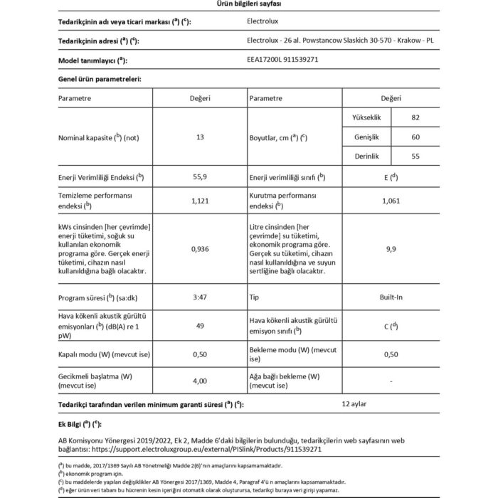 Electrolux EEA17200L 5 Programlı Ankastre Bulaşık Makinesi - Görsel 5