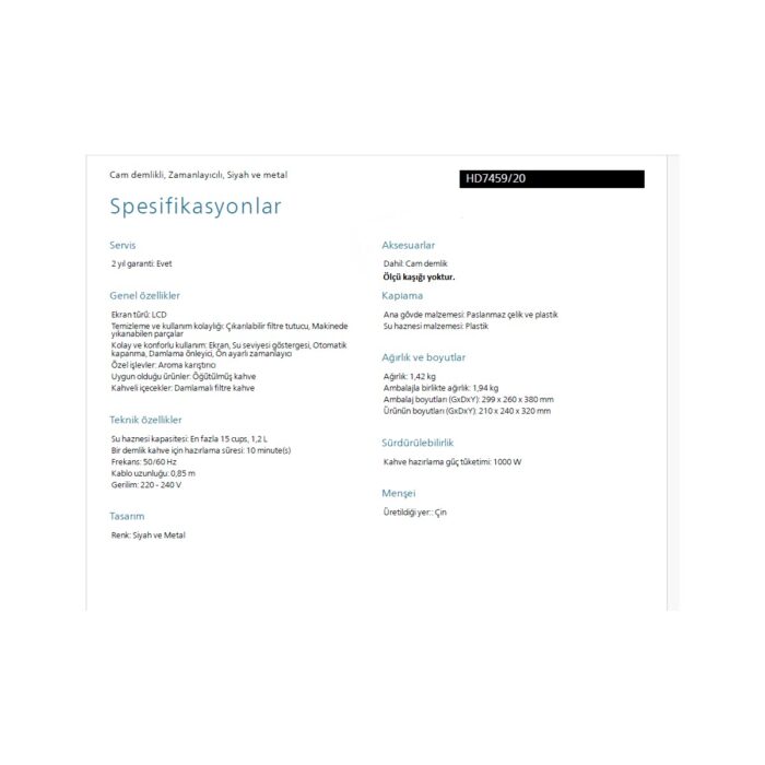 Philips Filtre Kahve Makinesi, 1,2 Lt Kapasite, Otomatik Kapanma, Cam Demlikli, Kolay Doldurma, Zamanlayıcı, HD7459/20 - Görsel 5