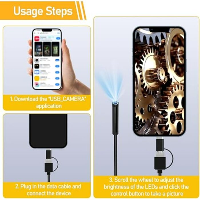 Ozmik CMR71  Işıklı 10M Endoskopi Kamerası 1080P Hd Su Geçirmez IP67 8 LED  Android ve Ios - Görsel 5