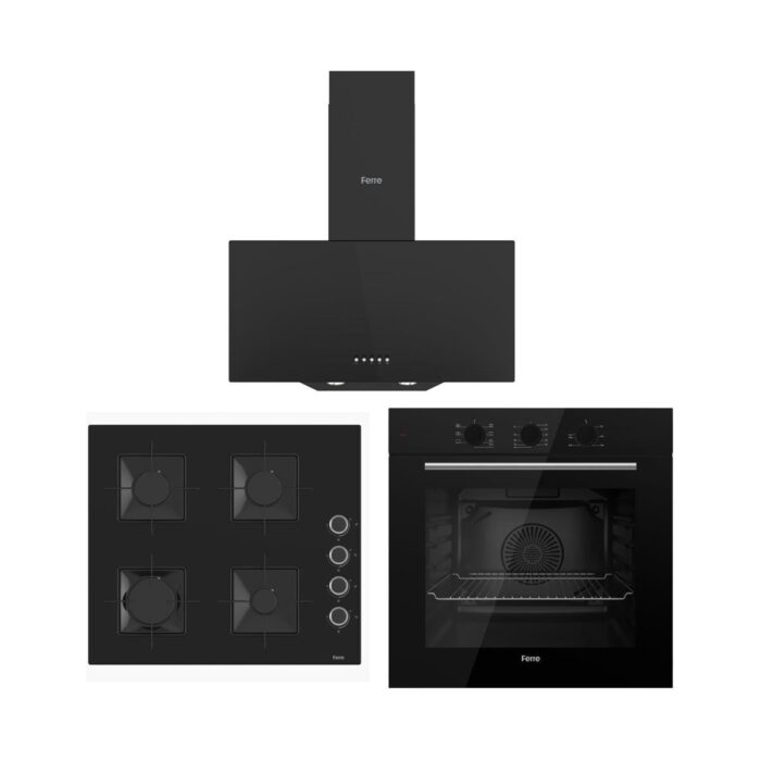 Ferre Siyah Set ( D086 Siyah DAVLUMBAZ-SS205 Siyah Ocak- QBL62CS Fırın) - Görsel 1
