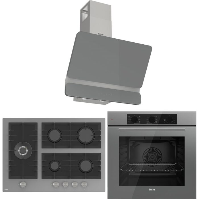 Ferre Flowart Bl Modüler Seriisi 3'lü Gri Ankastre Set ( QBL62CPR-BL138-D082 ) - Görsel 1