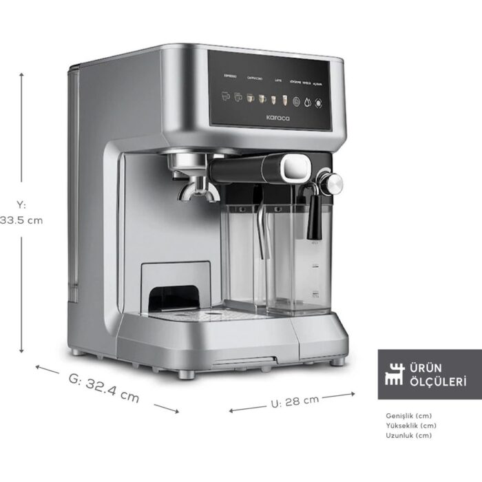 Karaca Mycaffe Barista S10 Entegre Süt Hazneli Otomatik Espresso Latte ve Cappuccino Mak. Galaxygrey - Görsel 2