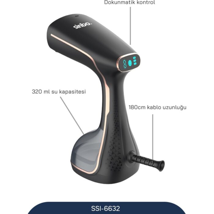 110000953589875.jpg Sinbo Dikey Buharlı Kırışıklık Giderici 1640W Dokunmatik Kontrollü Güçlü Buhar Alüminyum Taban - Görsel 1