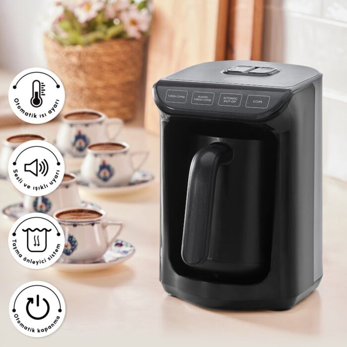 Karaca Hatır Közde Türk Kahvesi ve Türk Kahve Makinesi Shiny Black 5 Fincan Kapasiteli Bol Köpüklü - Görsel 4