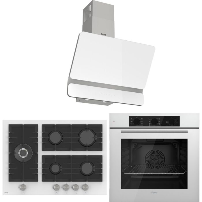 Ferre Flowart Bl Modüler Seriisi 3'lü Beyaz Ankastre Set ( QBL62CB-BL136-D081 ) - Görsel 1