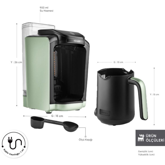 Karaca Hatır Otomatik Su Alma Hazneli Türk Kahve Makinesi Cabbage Green - Görsel 2