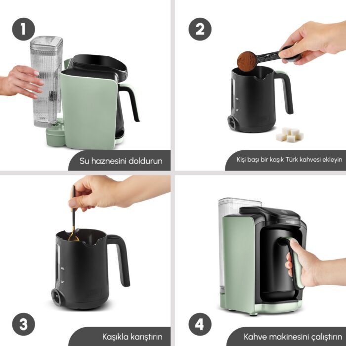 Karaca Hatır Otomatik Su Alma Hazneli Türk Kahve Makinesi Cabbage Green - Görsel 3