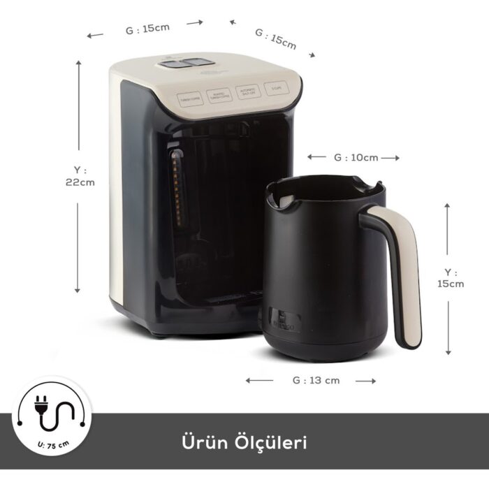 Karaca Hatır Köz Türk Kahve Makinesi Krem 5 Fincan Kapasiteli Bol Köpüklü - Görsel 2
