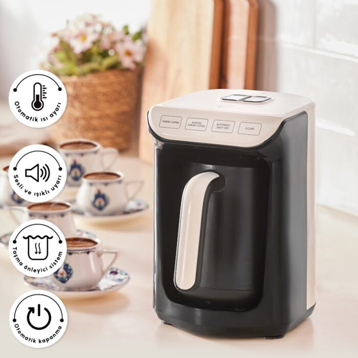 Karaca Hatır Köz Türk Kahve Makinesi Krem 5 Fincan Kapasiteli Bol Köpüklü - Görsel 5