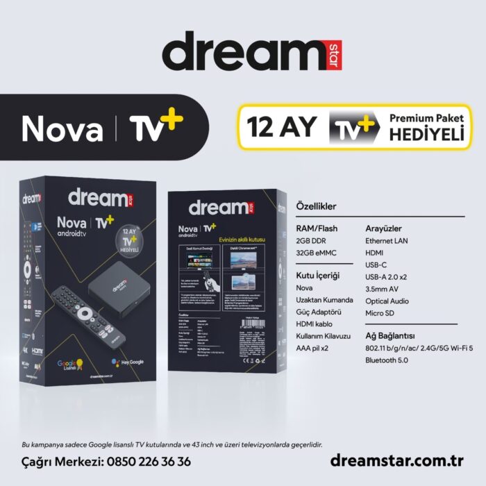 Dreamstar Nova 4K Google Lisanslı Android Tv Box + Dreamstar Orjinal Type-C Dvbs Tuner - Görsel 5