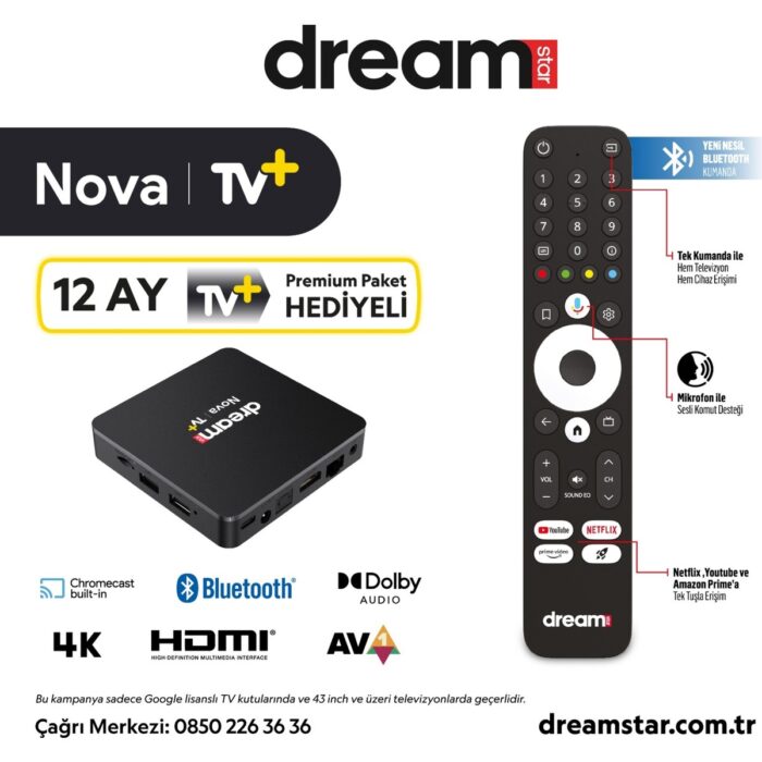 Dreamstar Nova 4K Google Lisanslı Android Tv Box + Dreamstar Orjinal Type-C Dvbs Tuner - Görsel 2