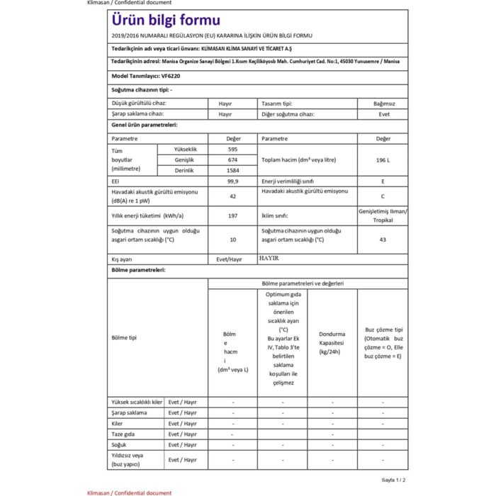 Şenocak VF6220 E 6 Çekmeceli Derin Dondurucu - Görsel 5