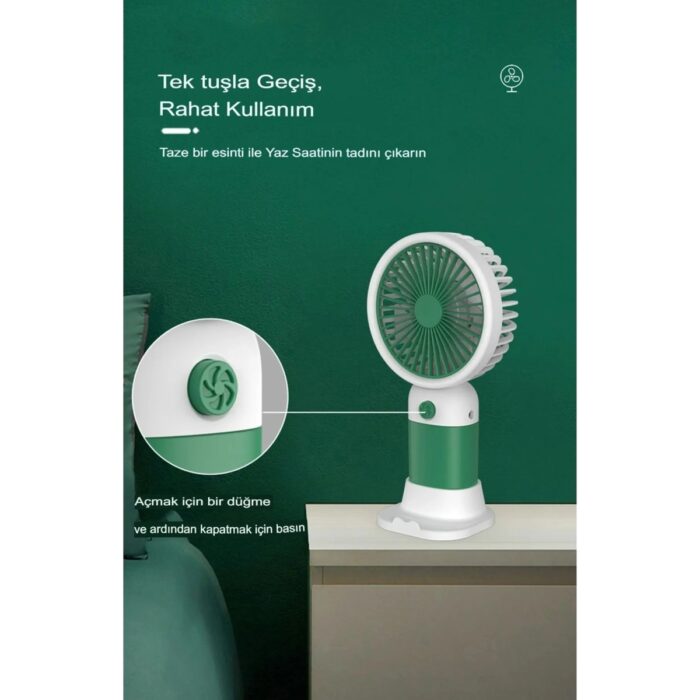 Enshall Şarjlı Masa Üstü Ve El Fan Taşınabilir Şarj Edilebilir Serinletici Mini Fan - Görsel 3