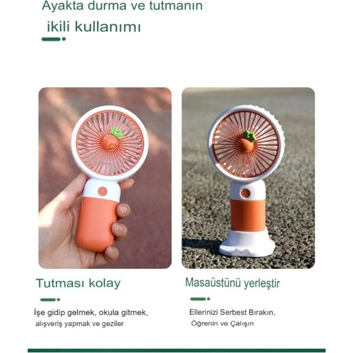Enshall Şarjlı Masa Üstü Ve El Fan Taşınabilir Şarj Edilebilir Serinletici Mini Fan - Görsel 5