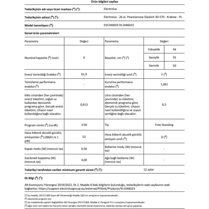 Electrolux ESF2400OS 6 Programlı Tezgâh Üstü Bulaşık Makinesi - Görsel 5