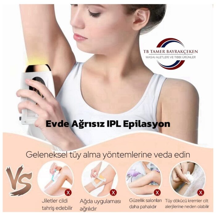 TB Tamer Bayrakçeken IPL Lazer Epilasyon Cihazı 990.000 Atım Manuel & Otomatik Mod – Acısız Kalıcı Tüy Giderme – 5 Seviye Işık - Görsel 4