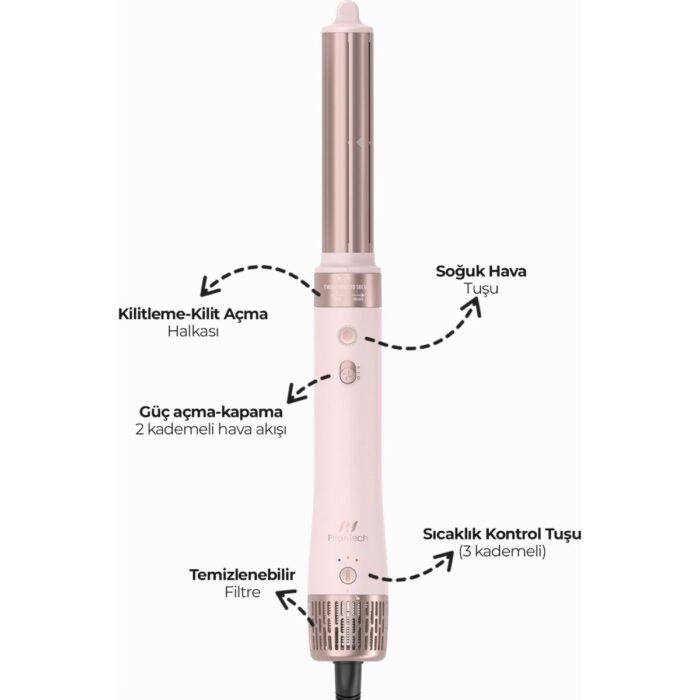 Pirantech KS611 Style-Airbreeze 6 Başlıklı Saç Şekillendirme ve Kurutma Seti - Bukle, Hacim, Hızlı Kurutma - Görsel 2