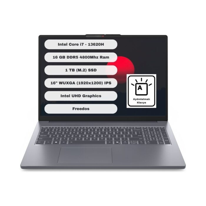 Lenovo Ideapad Slim 3 16IRH10 Intel Core I7 13620H 16GB 1tb SSD Freedos 16" Fhd Taşınabilir Bilgisayar 83K2001VTR - Görsel 1