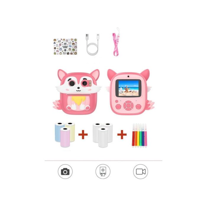 110000972073129.jpg Torima Cmr-20 Pembe Dijital Video Kayıt Fotoğraf Çocuk Kamerası Termal Resim Kağıt Baskılı Yazıcı - Görsel 1