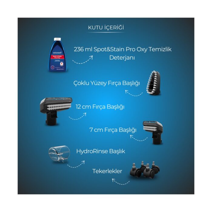 Bissell Spotclean Hydrosteam Pro Buharlı Farklı Yüzeylerde Kullanıma Uygun Halı – Koltuk Yıkama ve Leke Çıkarma Makinesi - Görsel 3