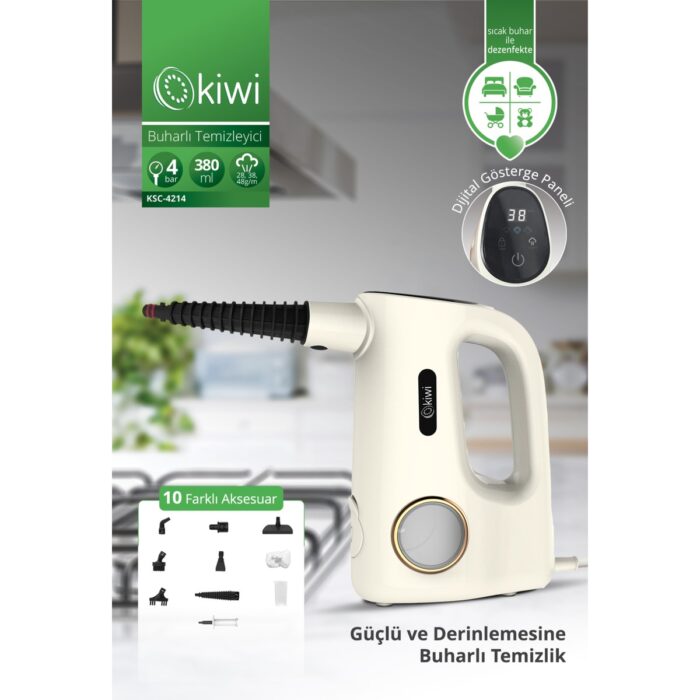 110000973281853.jpg Kiwi KSC-4214 Dokunmatik Panelli Ekstra Uzatma Borulu Buharlı Temizleyici - Buharlı Temizlik Makinesi - Görsel 1