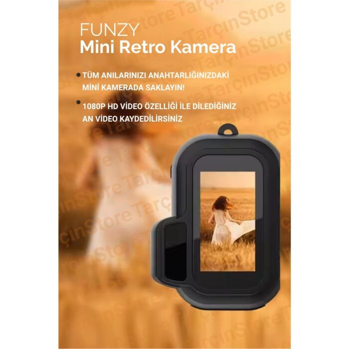 Shiny Touch Mini Retro Kamera Anahtarlık(Microsd Kart Dahil) - Görsel 3