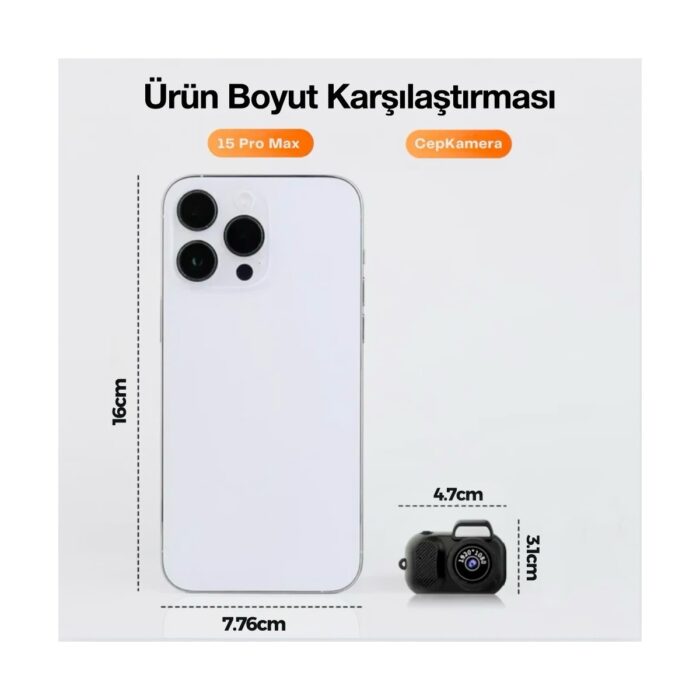 Shiny Touch Mini Retro Kamera Anahtarlık(Microsd Kart Dahil) - Görsel 5