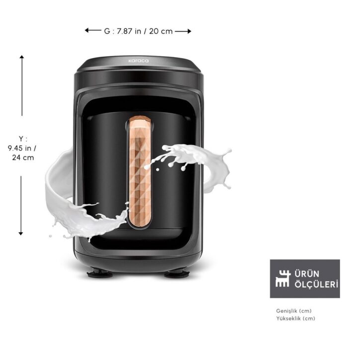 Karaca Hatır Hüps Quartz Közde Türk Kahvesi, Sütlü Türk Kahvesi, Sütlü İçecek Hazırlama Makinesi 5 Fincan Kapasiteli Bol Köpüklü Black Copper - Görsel 2